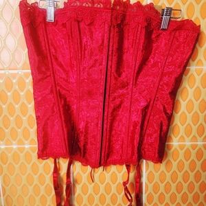 Frederick's Of Hollywood Vintage Crimson Red Vamp Corset Bustier